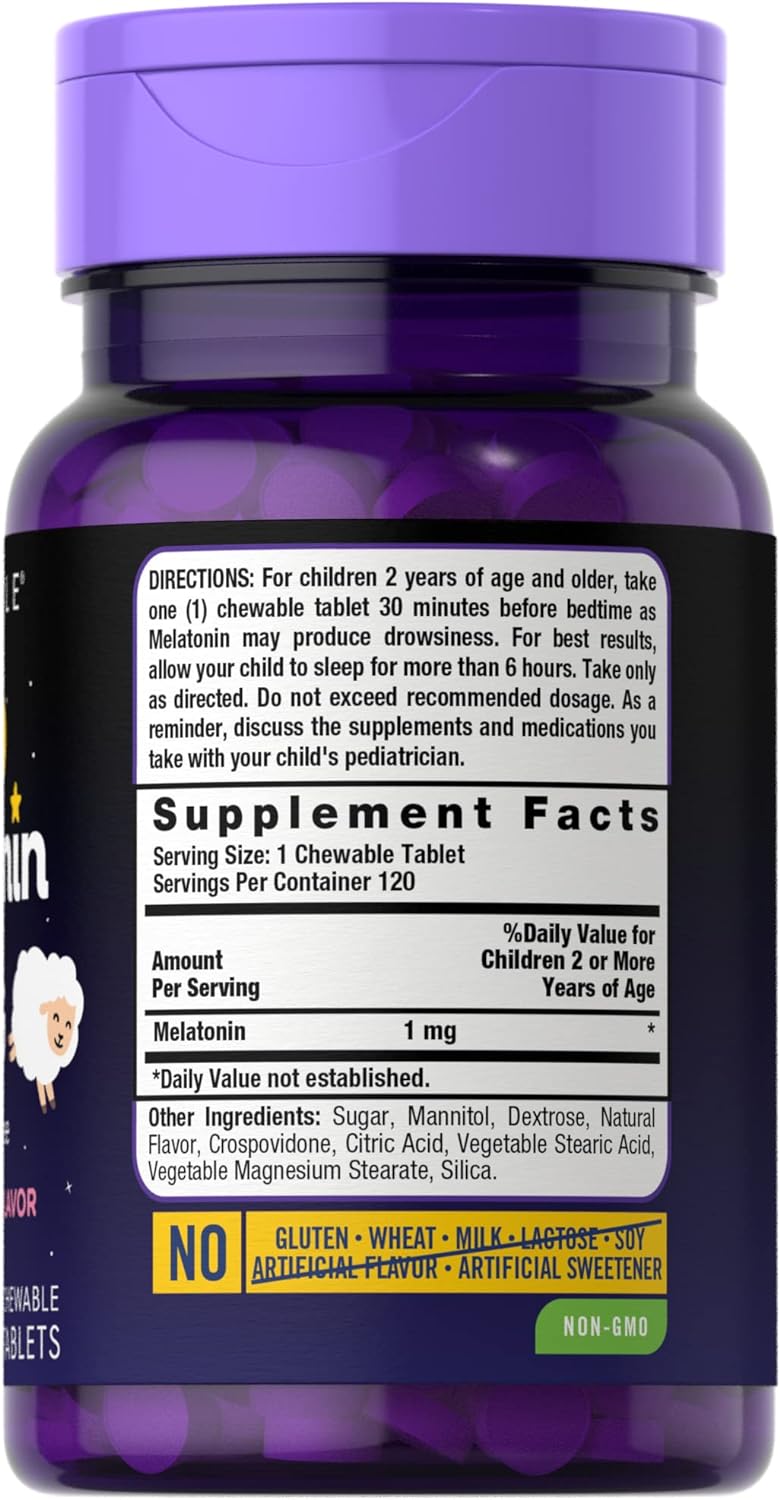 Apoyo para dormir para niños de 1 mg 120 tabletas masticable