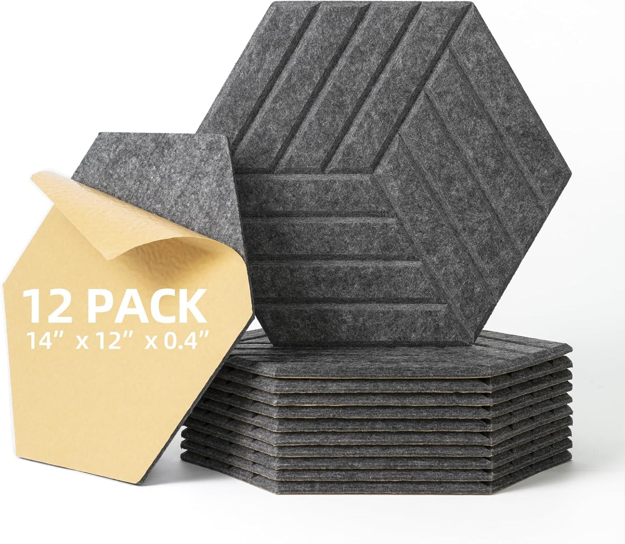 Paneles Acústicos Hexagonales Adhesivos 12 Pack 14x12 Foam