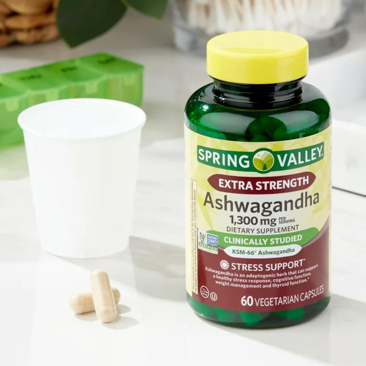 Cápsulas de Ashwagandha 1300mg Extra Fuerte - Spring Valley