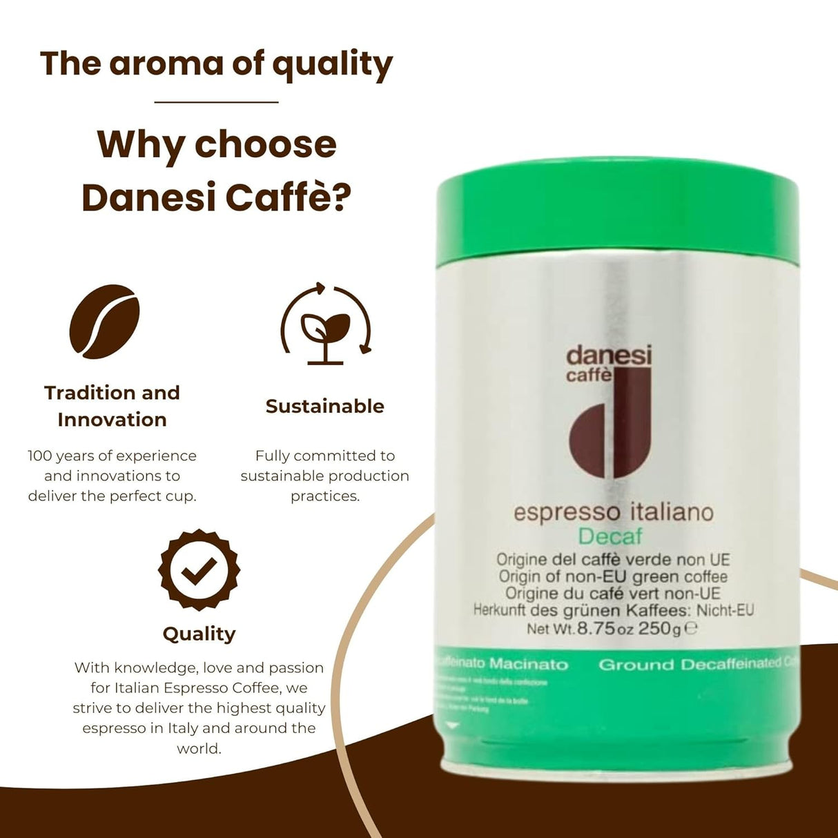 Café Espresso Molido Decaf Danesi Caffe - Tostado Medio 8.75oz