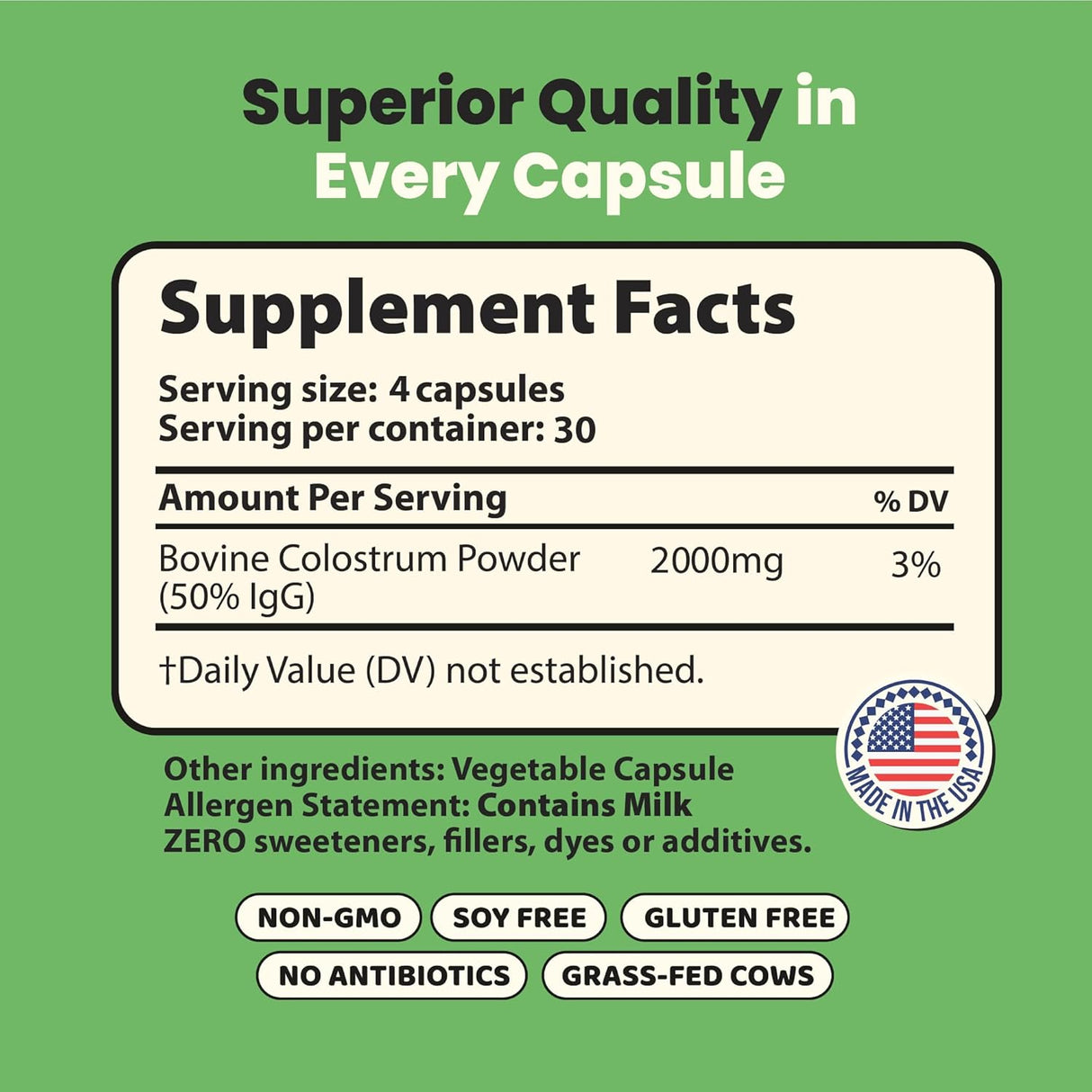 Colostro Bovino Super Moo - Salud Digestiva y Energía - 120 Cápsulas