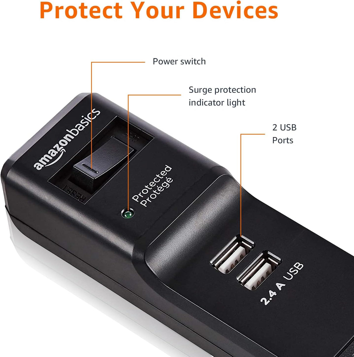 Amazon Basics Regleta de protección contra sobretensiones