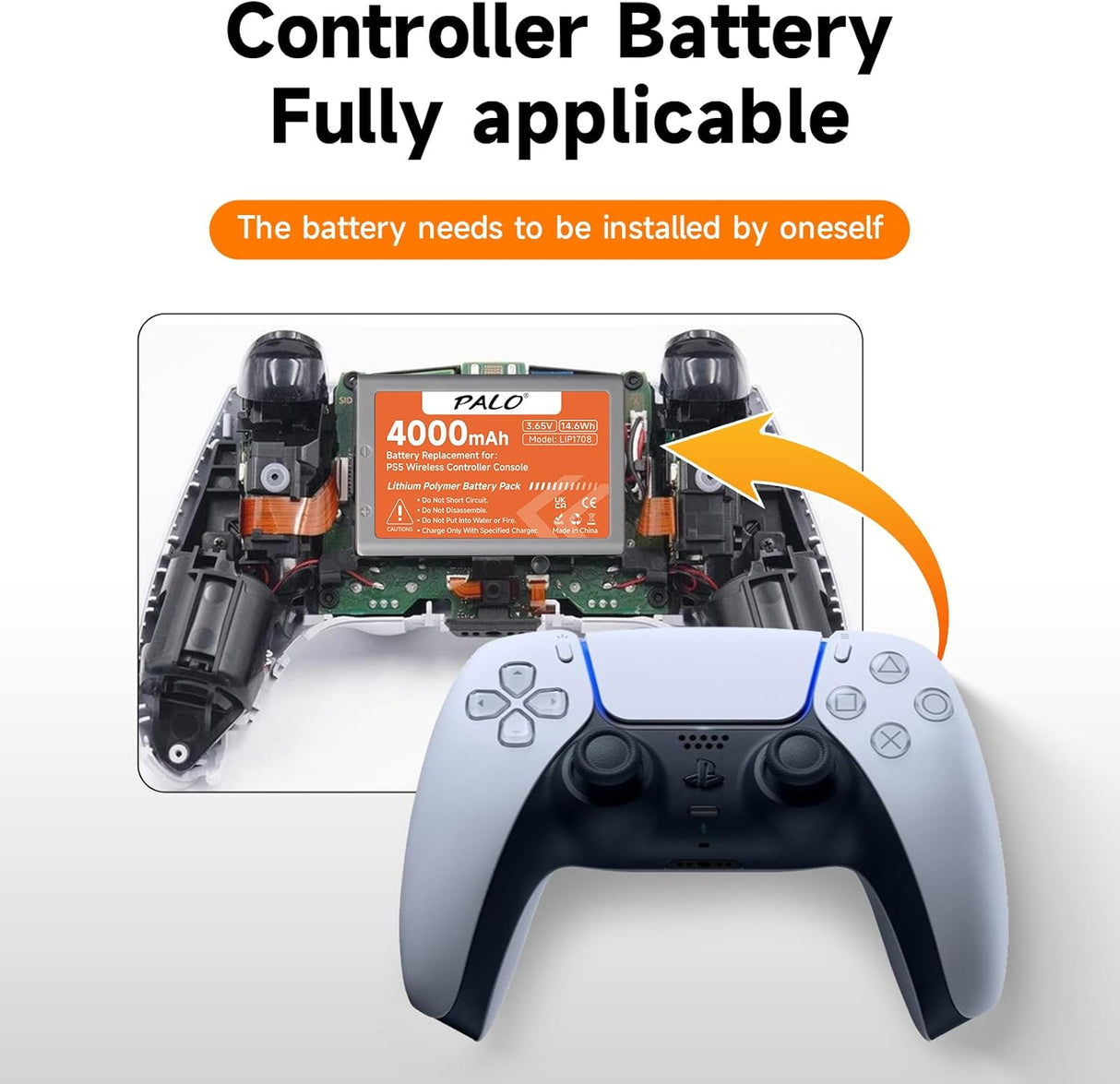 Batería 4000mAh Sony PS5 Dual Sense CFI-ZCT1W 3.65V/14.6Wh