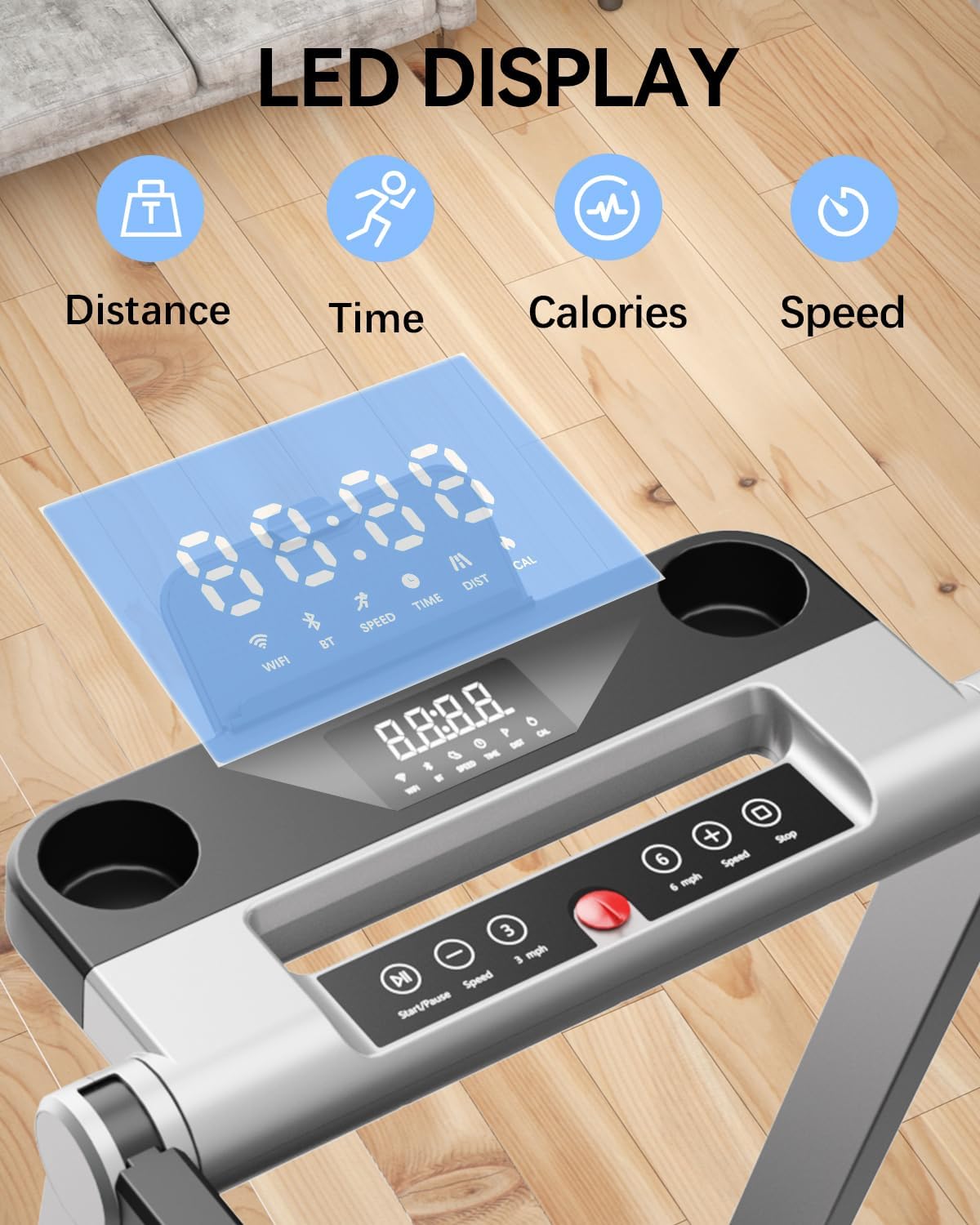 Cinta de Correr DeerRun, Plegable, 3.5 HP, 350 LBS, Bluetooth