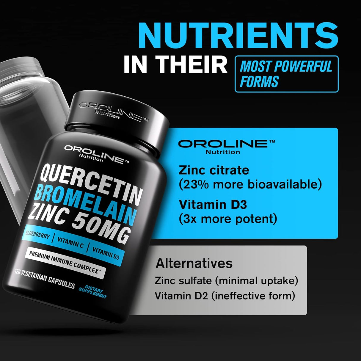 Suplemento de quercetina de 500 mg zinc de 500 mg vitamina C