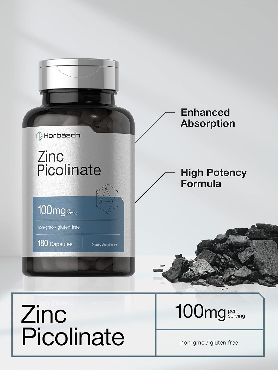 Suplementos Picolinato de zinc 180 und Sin OMG sin gluten