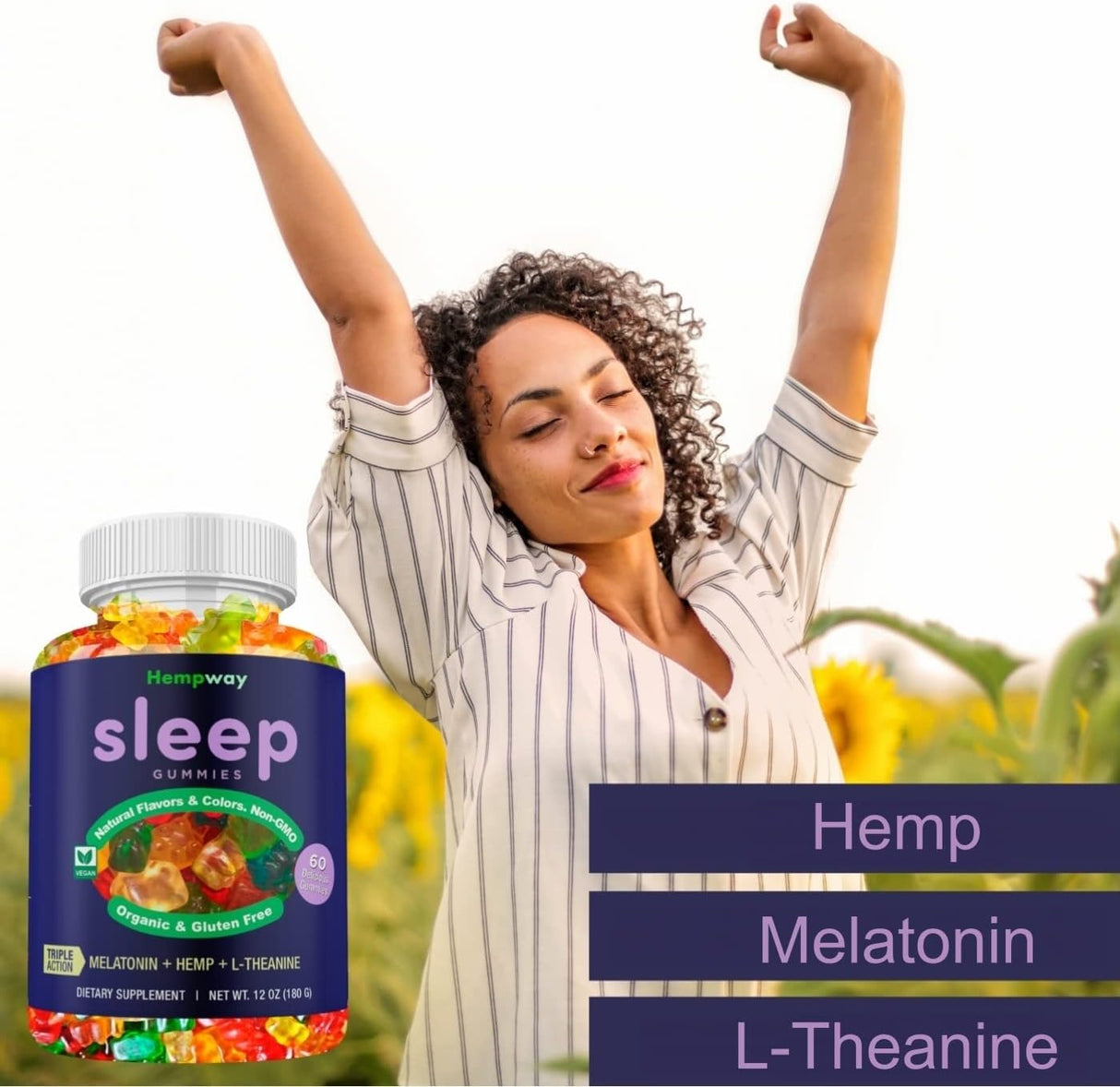 Suplemento Gomitas de cáñamo para dormir de triple acción