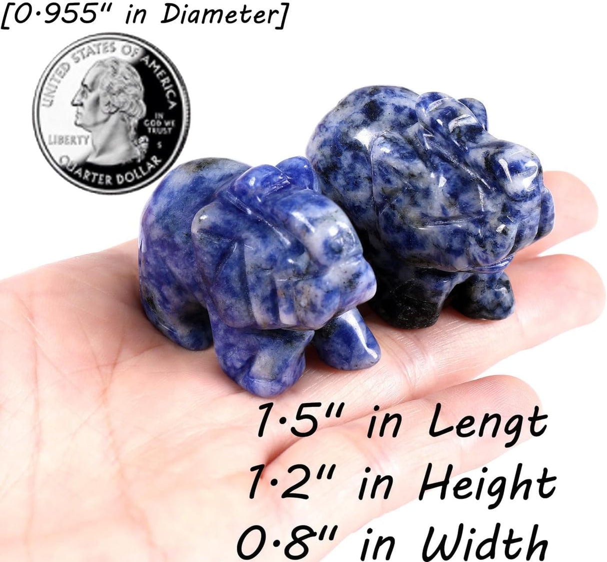 QINJIEJIE Decoración de elefante, cristales de sodalita azul