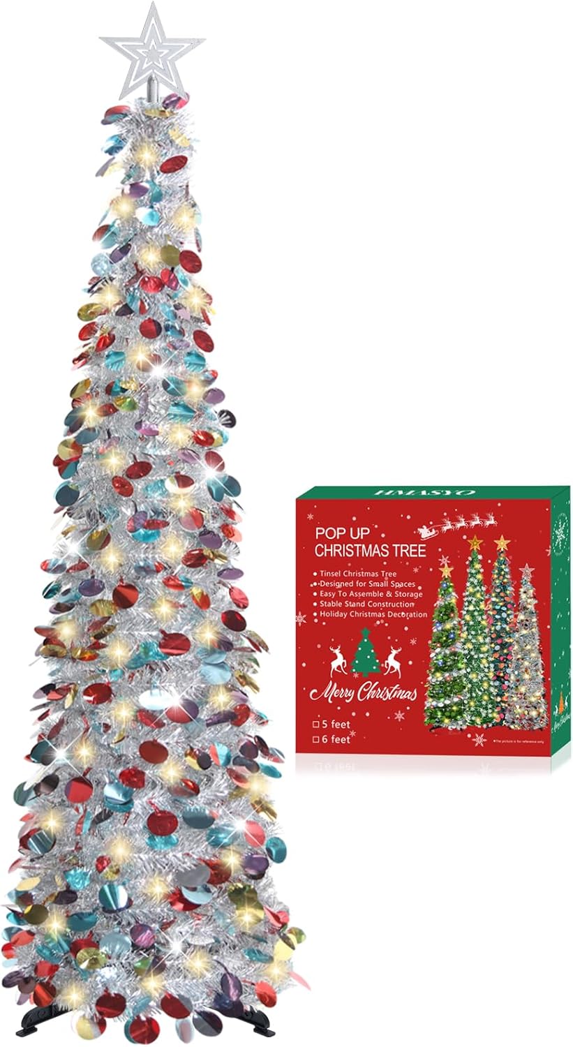 Árbol de Navidad Plegable con Luces Temporizadas - Modelo 5 FT