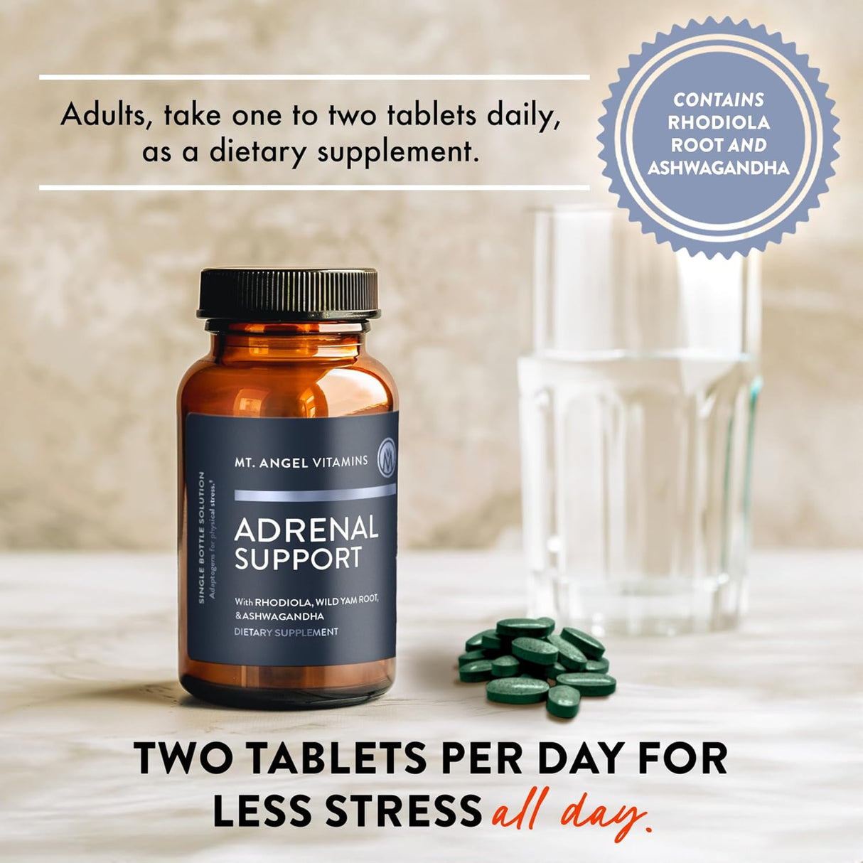 Suplemento Adrenal - Mt. Angel - Ashwagandha - 60 Cápsulas