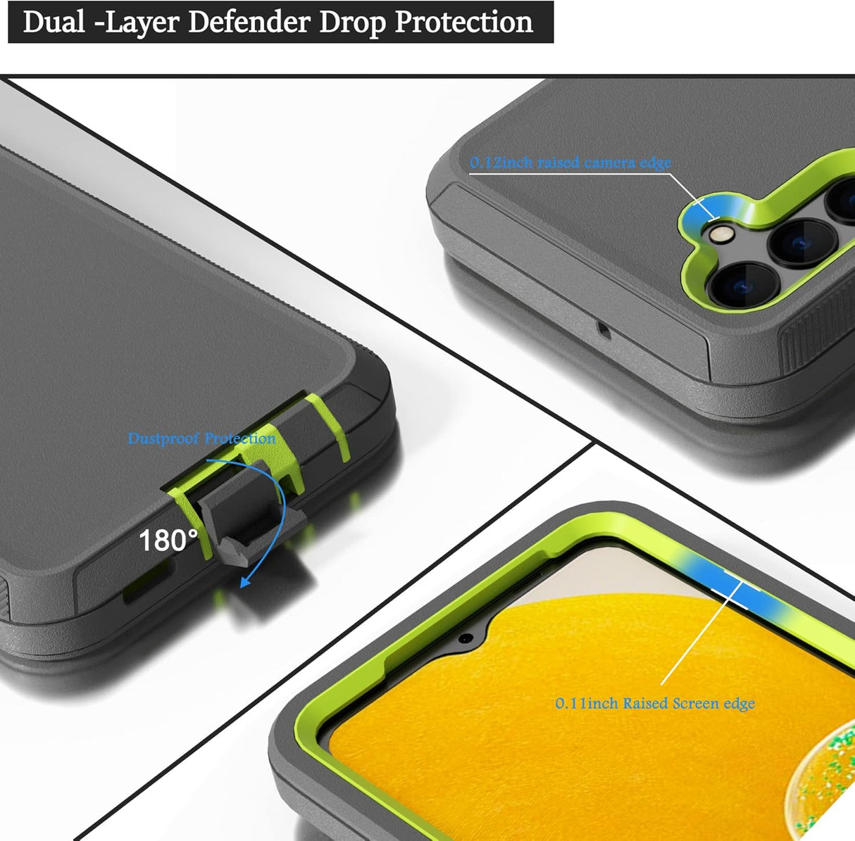 Funda compatible con Samsung Galaxy A13 5G (no compatible con A13 4G), con clip de cinturón, resistente, resistente a prueba de golpes, protección de cuerpo completo, funda para Samsung Galaxy A13 5G (gris oscuro + verde)