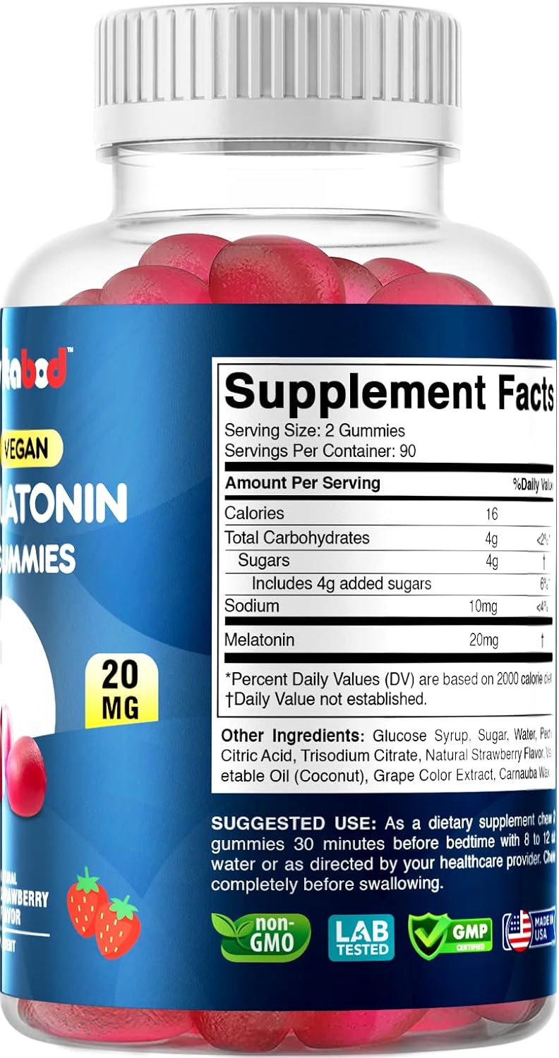 Gomitas descanse feliz de 20 mg 180 unidades Sabor de fresa