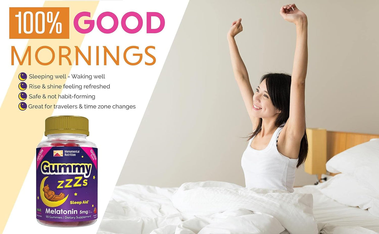 Gummy ZZZs Melatonina, sin gelatina vegetariana sabor fresa