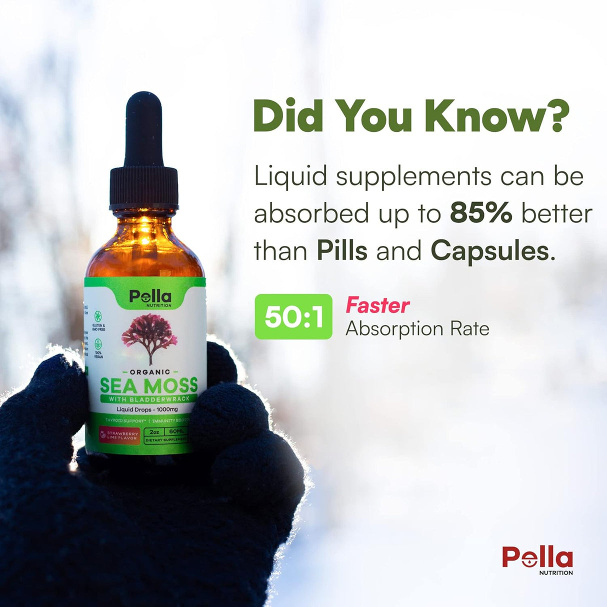 Suplemento Gotas líquidas orgánicas 1000 mg la tiroides