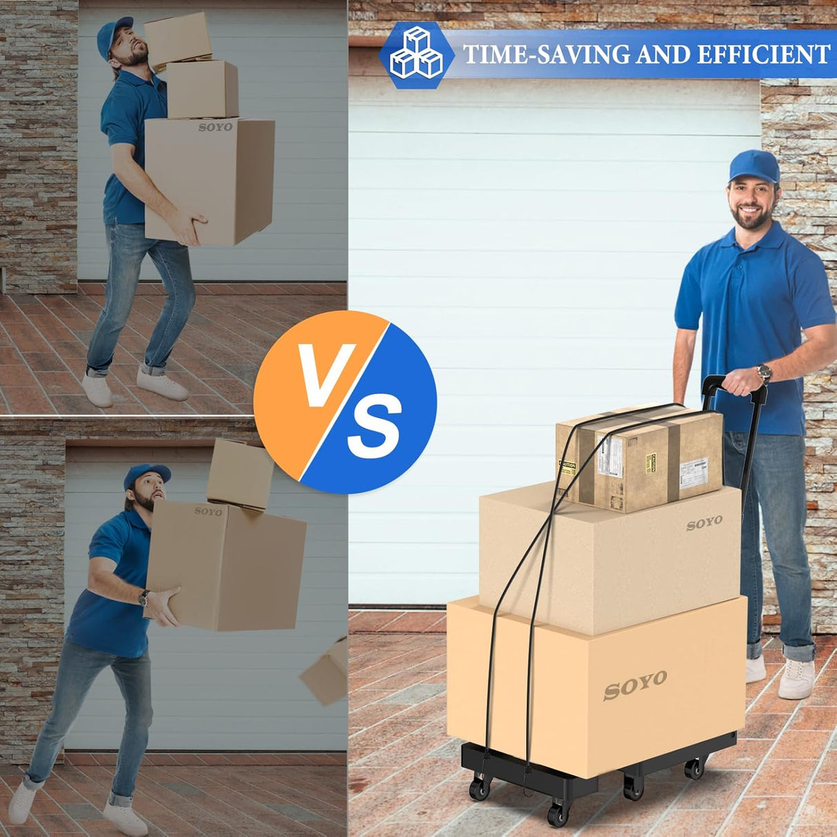 Carretilla Plegable SOYO, 500 lbs, 6 Ruedas, Carga Portátil