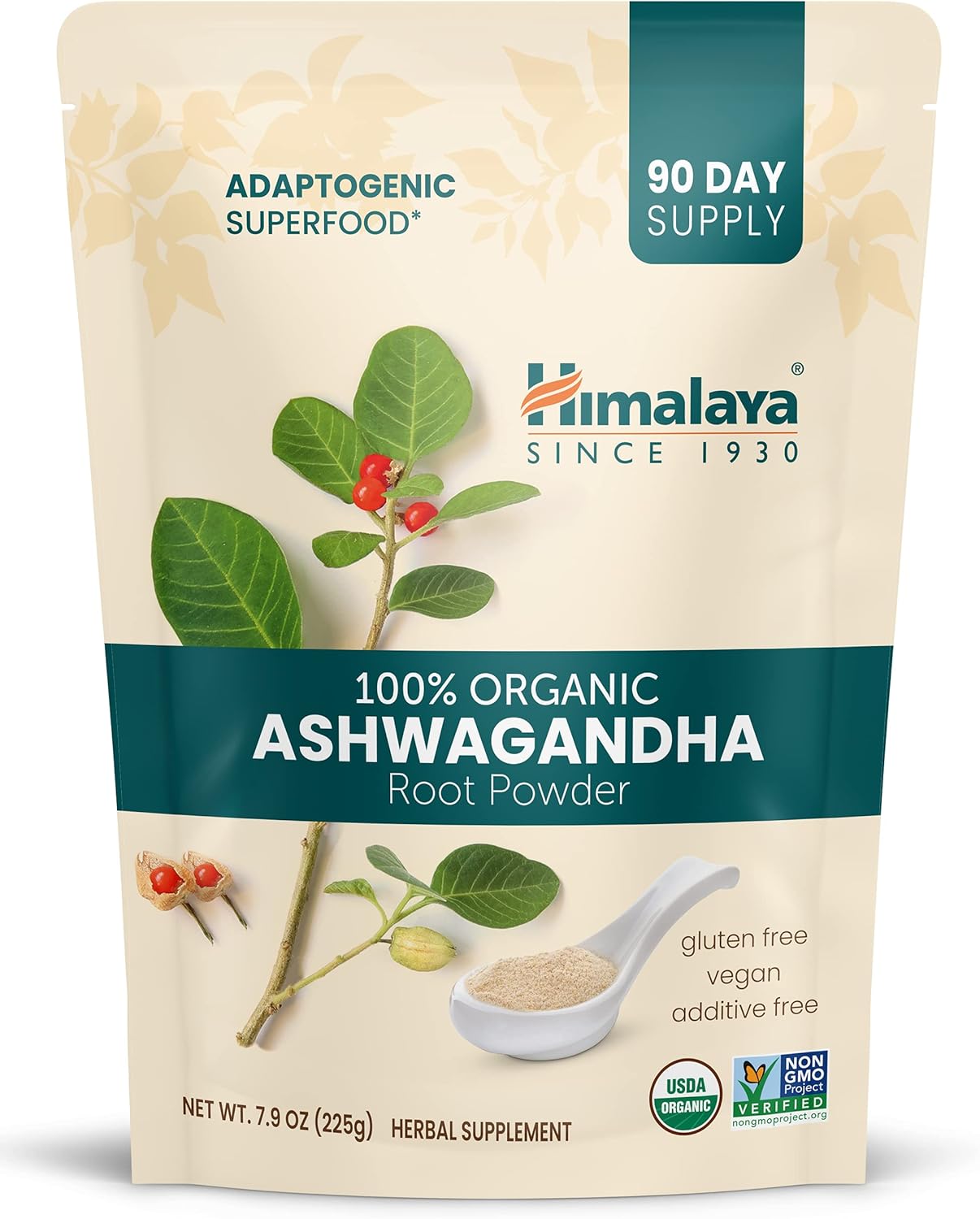 Polvo de Ashwagandha Orgánico Himalaya, Superalimento 7.9 oz