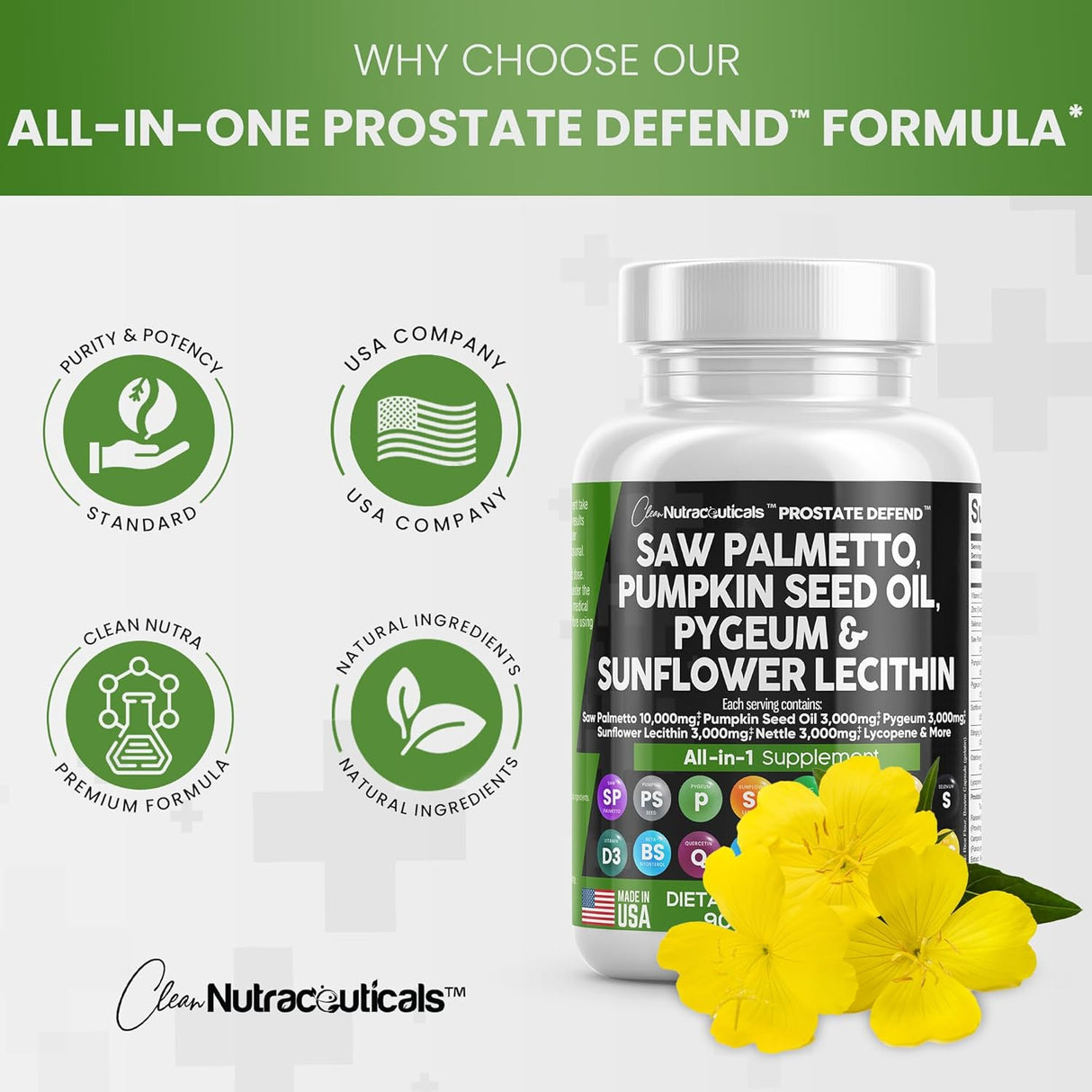 Suplemento Clean Nutraceuticals Saw Palmetto 10000 mg