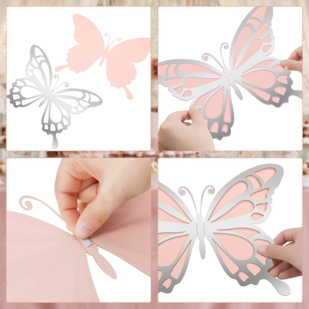 Decoraciones de Mariposas 3D para Fiesta, Set de 12 Pcs