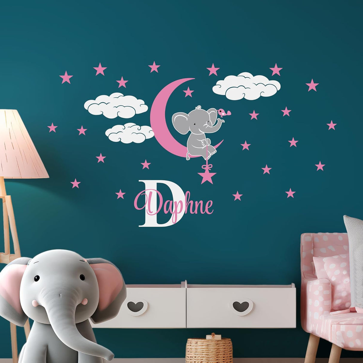 Decoración de Pared Elefante, Ideal para Bebés, Modelo 34x18