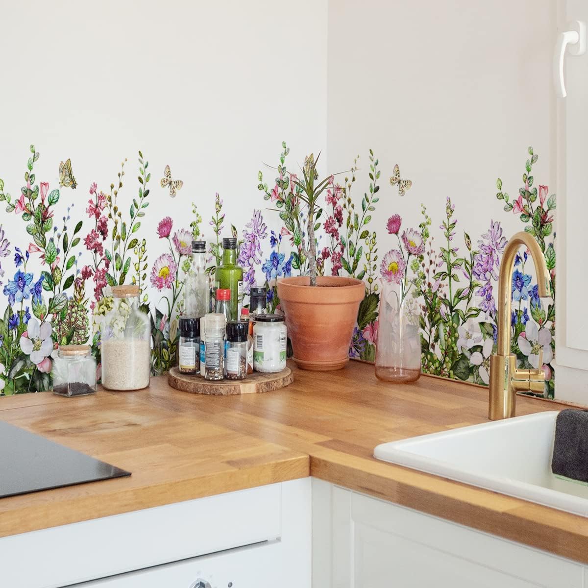 Vinilos Pared Flores y Mariposas Stickers Decorativos 60x90cm