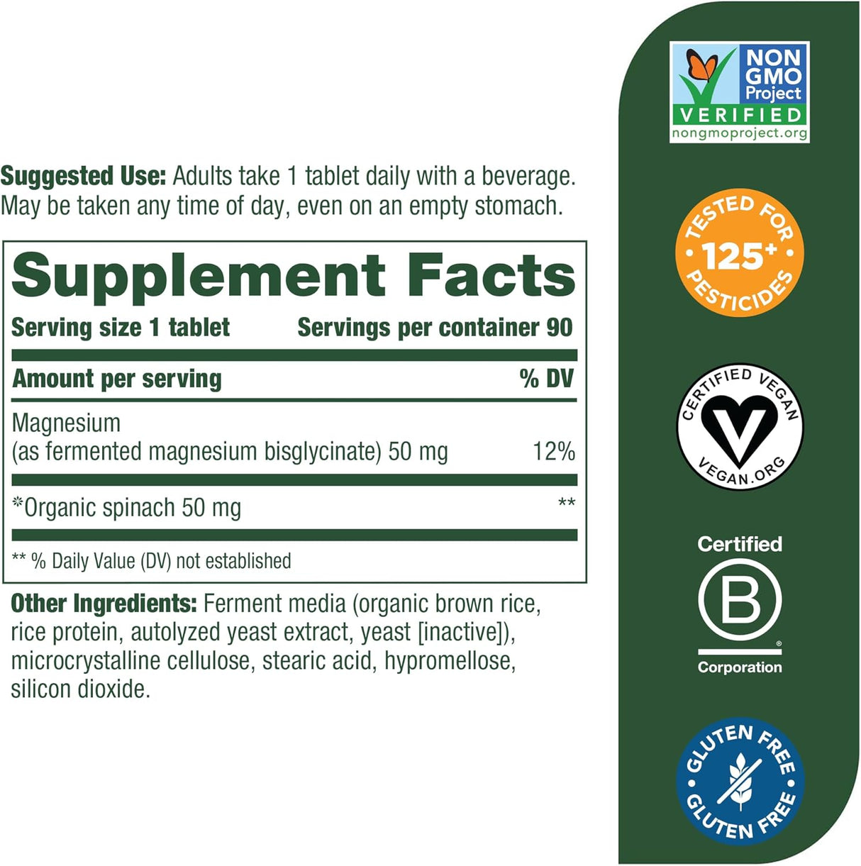 Suplemento MegaFood Magnesio Apoya la función nerviosa 90 un