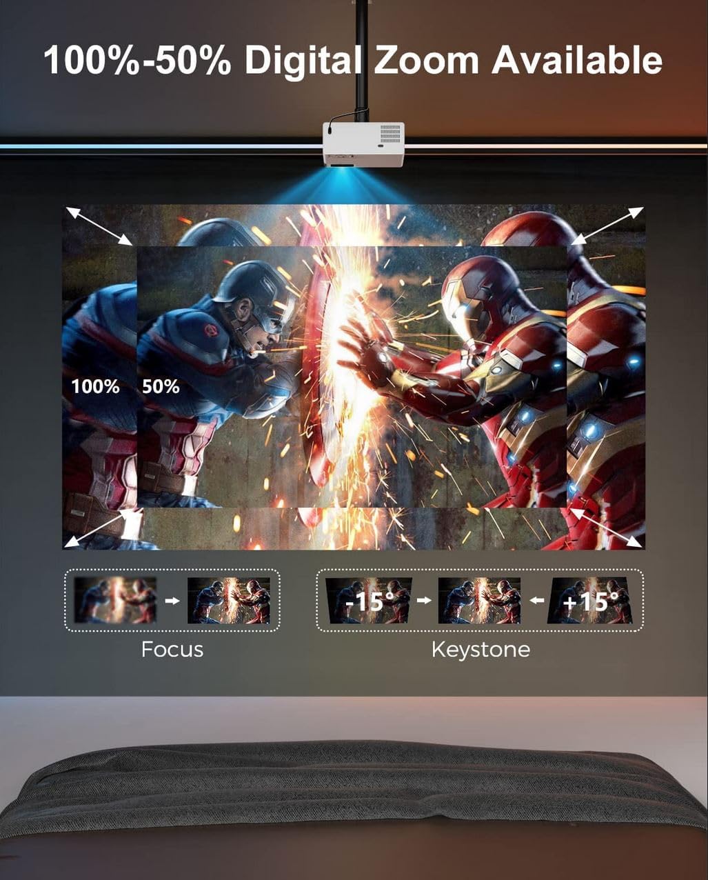 Proyector FUDONI 4K Portátil WiFi Bluetooth 18000L HD 1080P