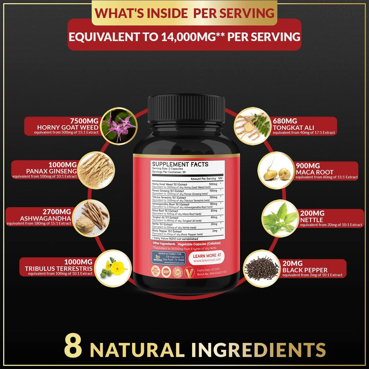 Cápsulas de hierba de cabra cachonda apoyo energético