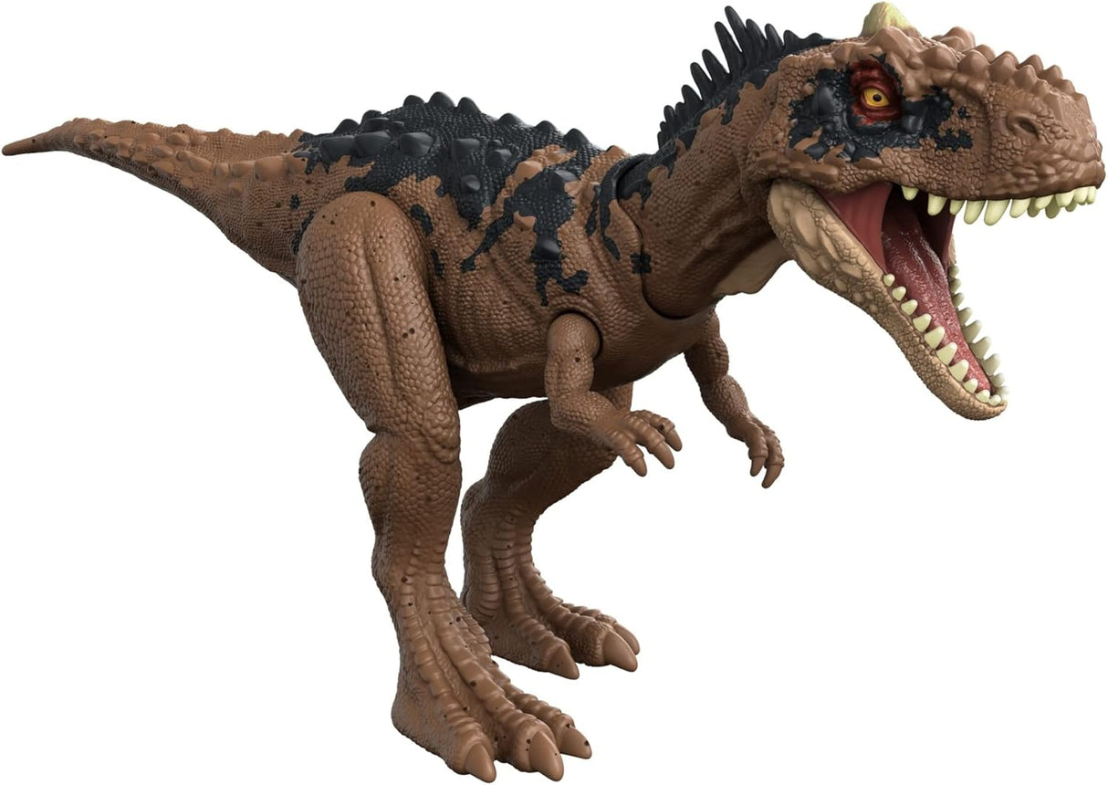 Figura de acción Rajasaurus de Jurassic World, Mattel, sonido y ataque