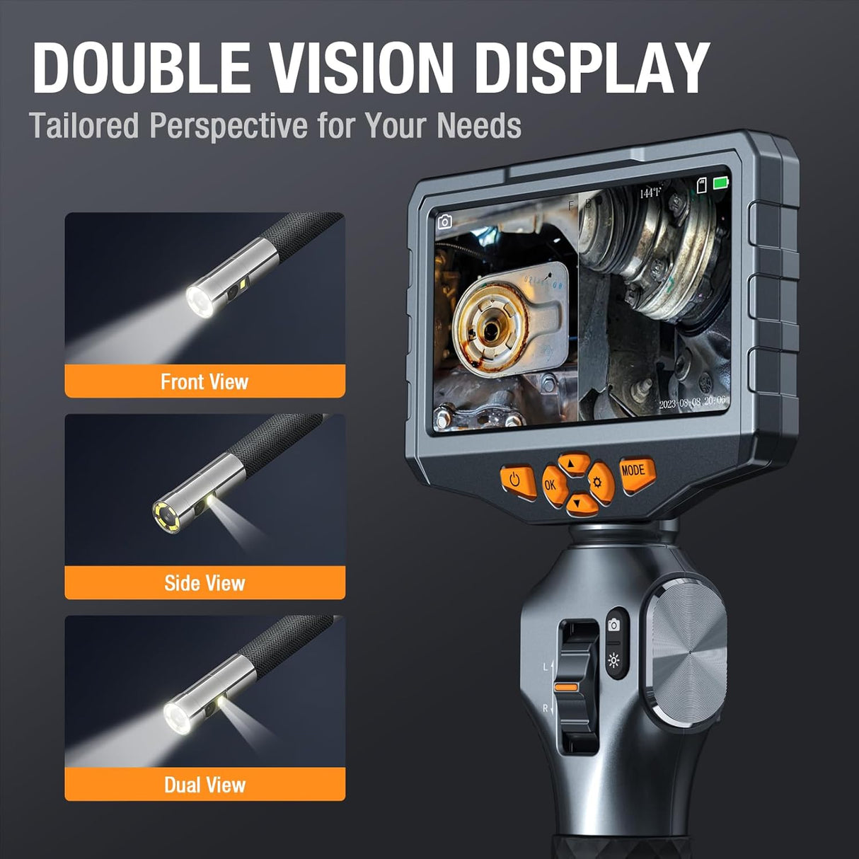 Camara doble lente de boroscopio articulado