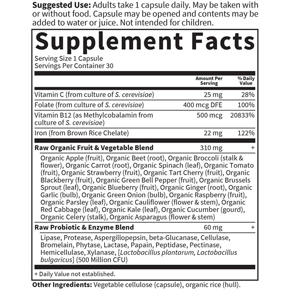 Suplementos Alimenticios de hierro crudo con vitamina Code