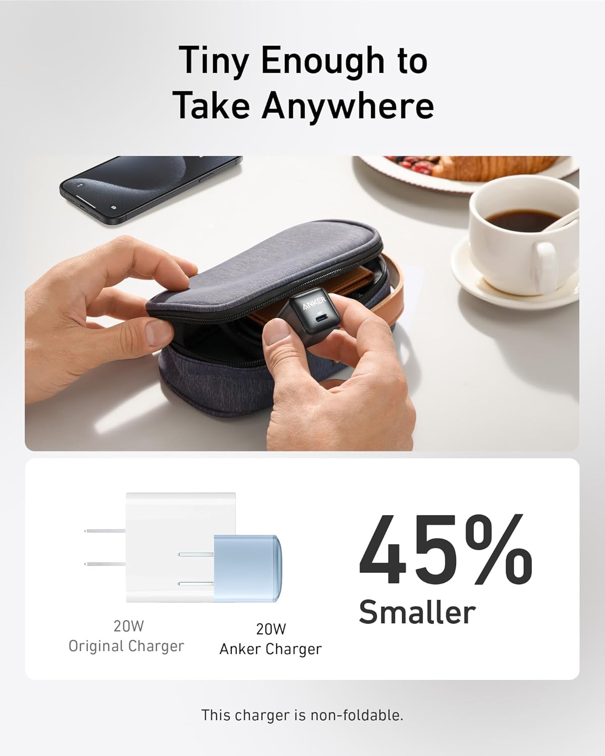 Bloque de cargador USB C de 20 W Anker para celulares