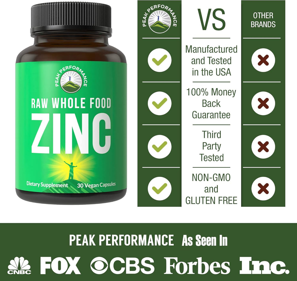 Suplemento de zinc vegano con vitamina C hombres mujeres