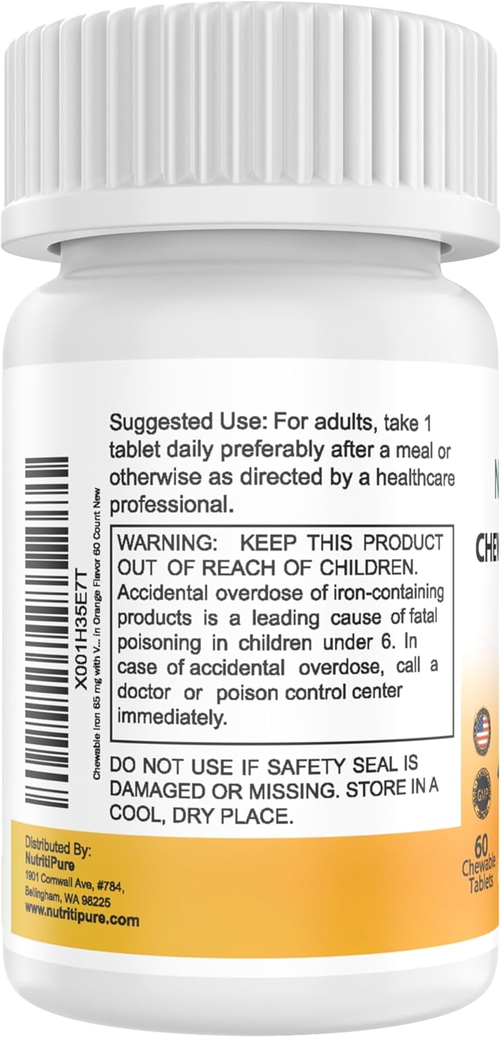 Suplemento Hierro masticable 65 mg con vitamina C 270 m 60un