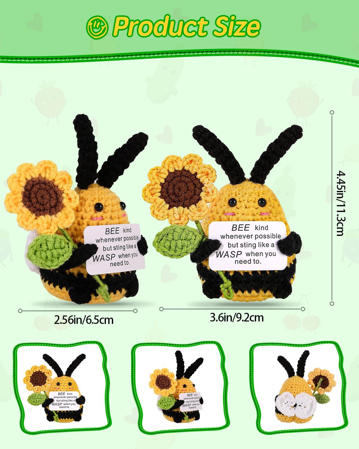 Muñeco de Papa Tejido, Mini Divertido, Tarjeta Positiva, Modelo Bee