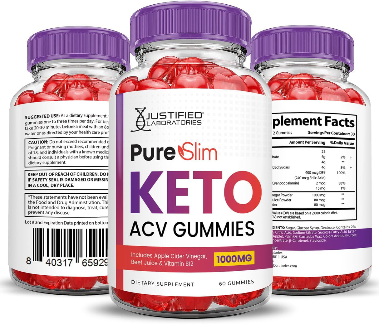 Keto Gummies Vinagre de sidra de manzana Paquete 2 PureSlim