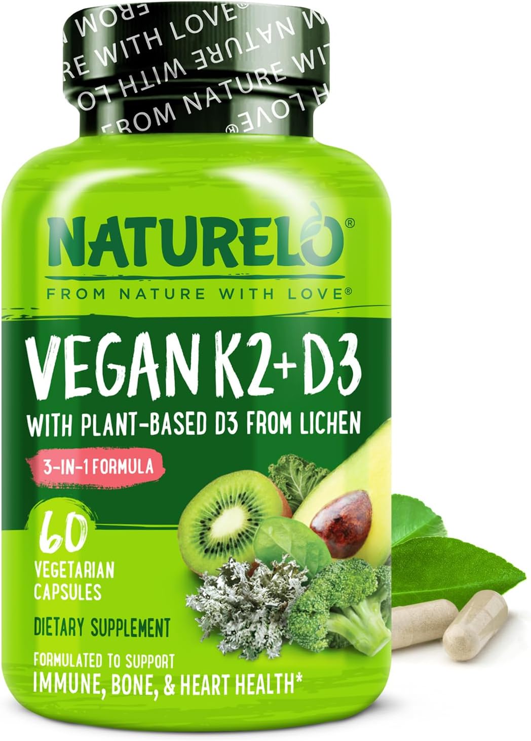 NATURELO Vitamina D3 K2 Vegana 60 Cápsulas