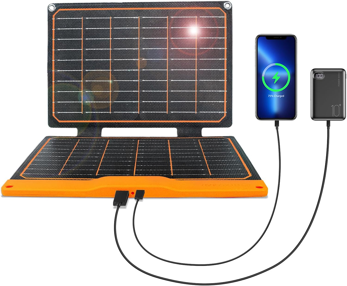 Panel Solar Portátil FlexSolar 20W, Carga USB, Alta Eficiencia