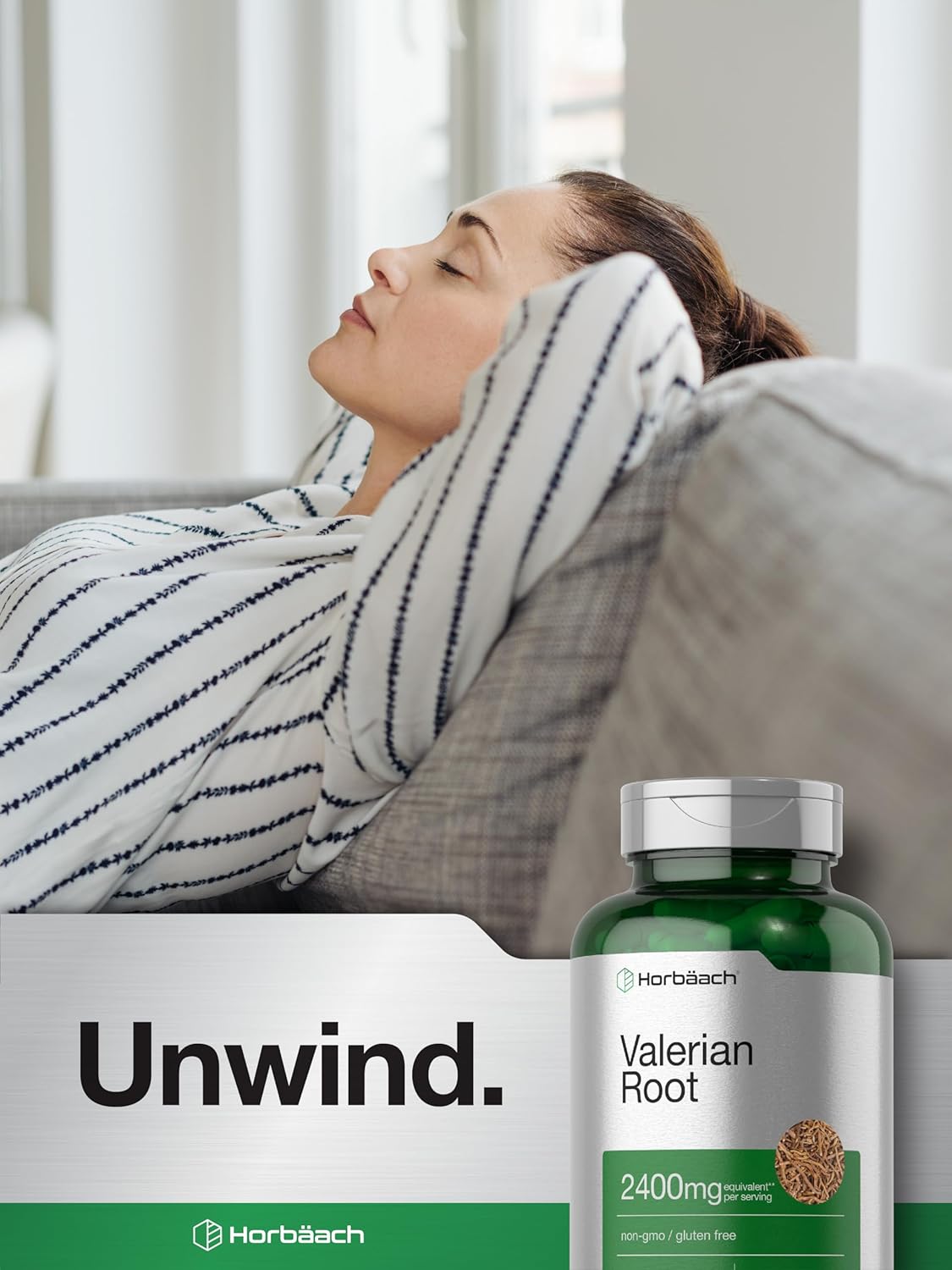 Suplemento Horbaach Cápsulas de raíz de valeriana 2400 mg