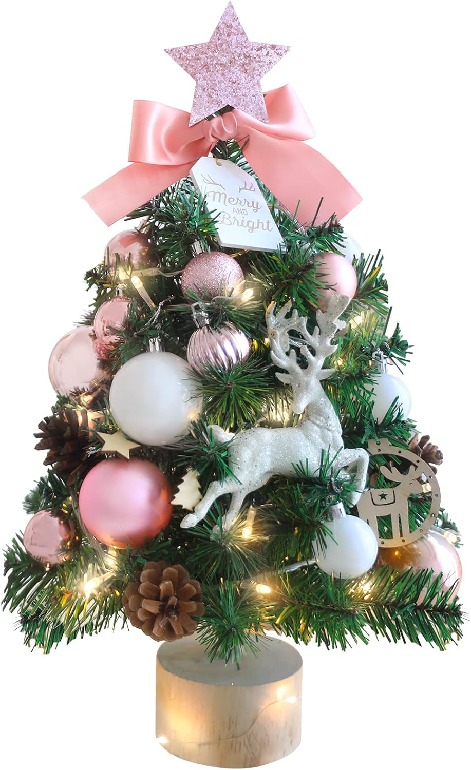 Árbol de Navidad Mini 18 ANMINY con Luces LED y Adornos