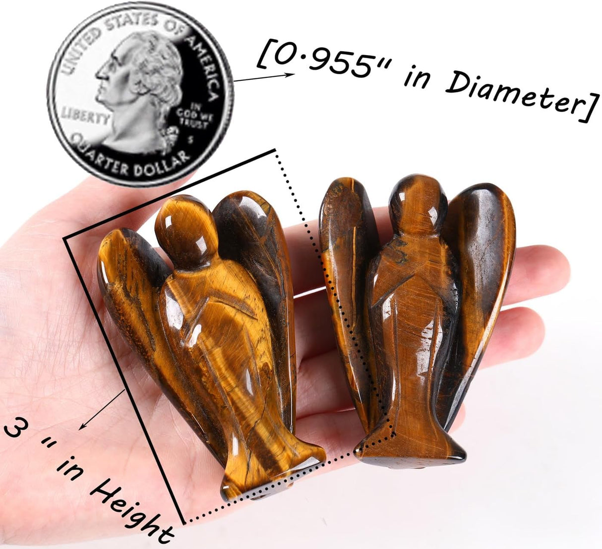 QINJIEJIE Cristales de ojo de tigre de 3 pulgadas