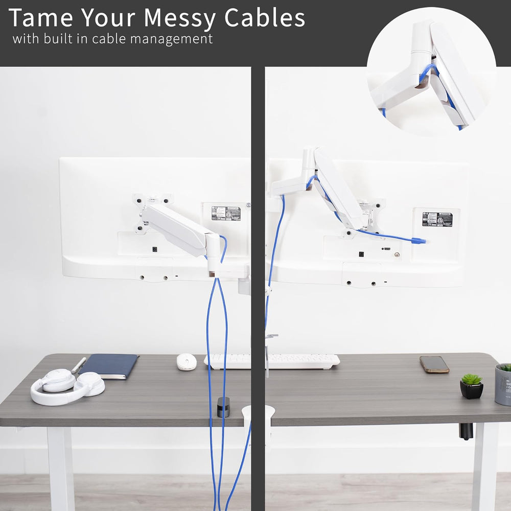 Soporte Doble para Monitores VIVO, Altura Ajustable, STAND-V012KW