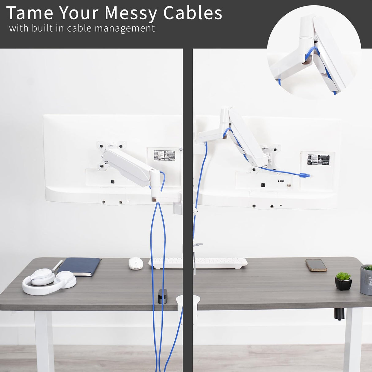 Soporte Doble para Monitores VIVO, Altura Ajustable, STAND-V012KW