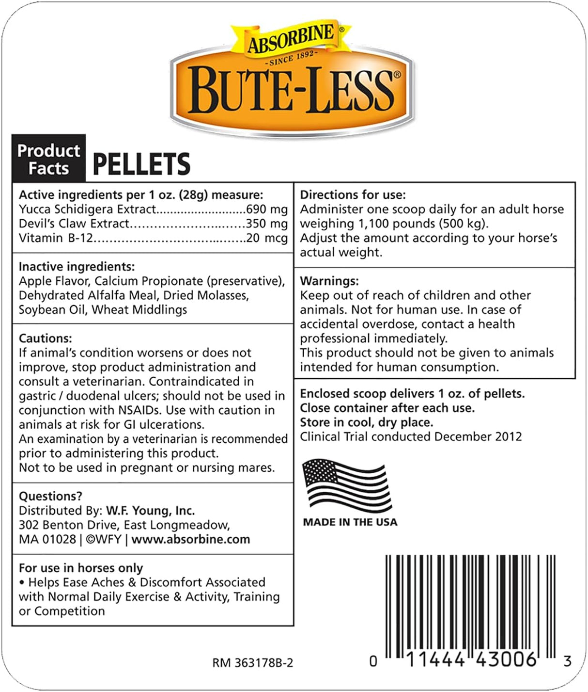 Suplemento Absorbine Bute-Less, Respuesta Inflamatoria, 5 lb