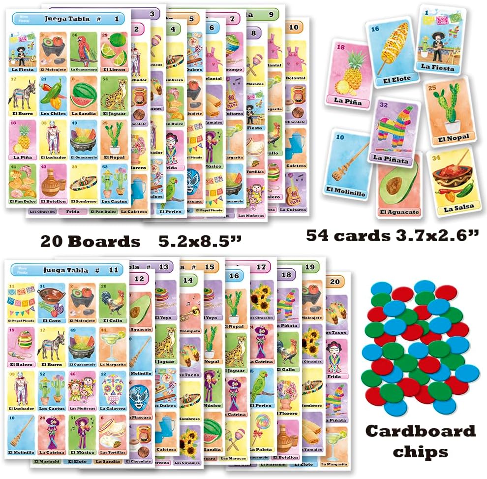 Juego de Bingo Fiesta Deluxe - 20 Tableros y Fichas para 20 Jugadores