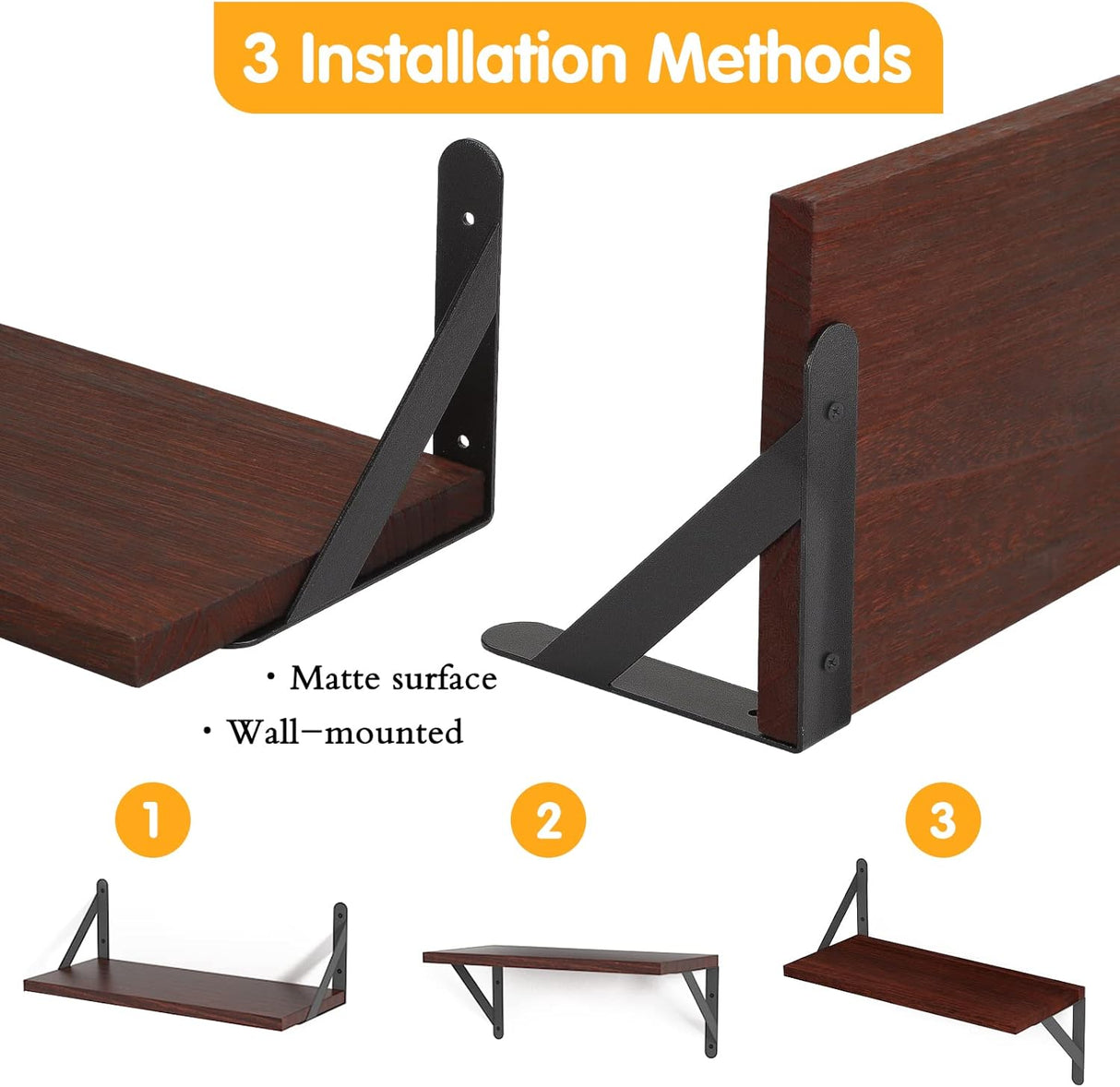 Estanterías Flotantes YGEOMER, Madera, Set de 4 Tamaños Variados