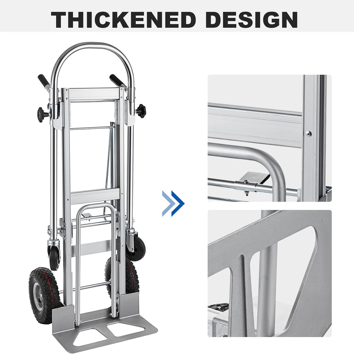 Carretilla 3 en 1, capacidad 1000 lbs, construcción duradera