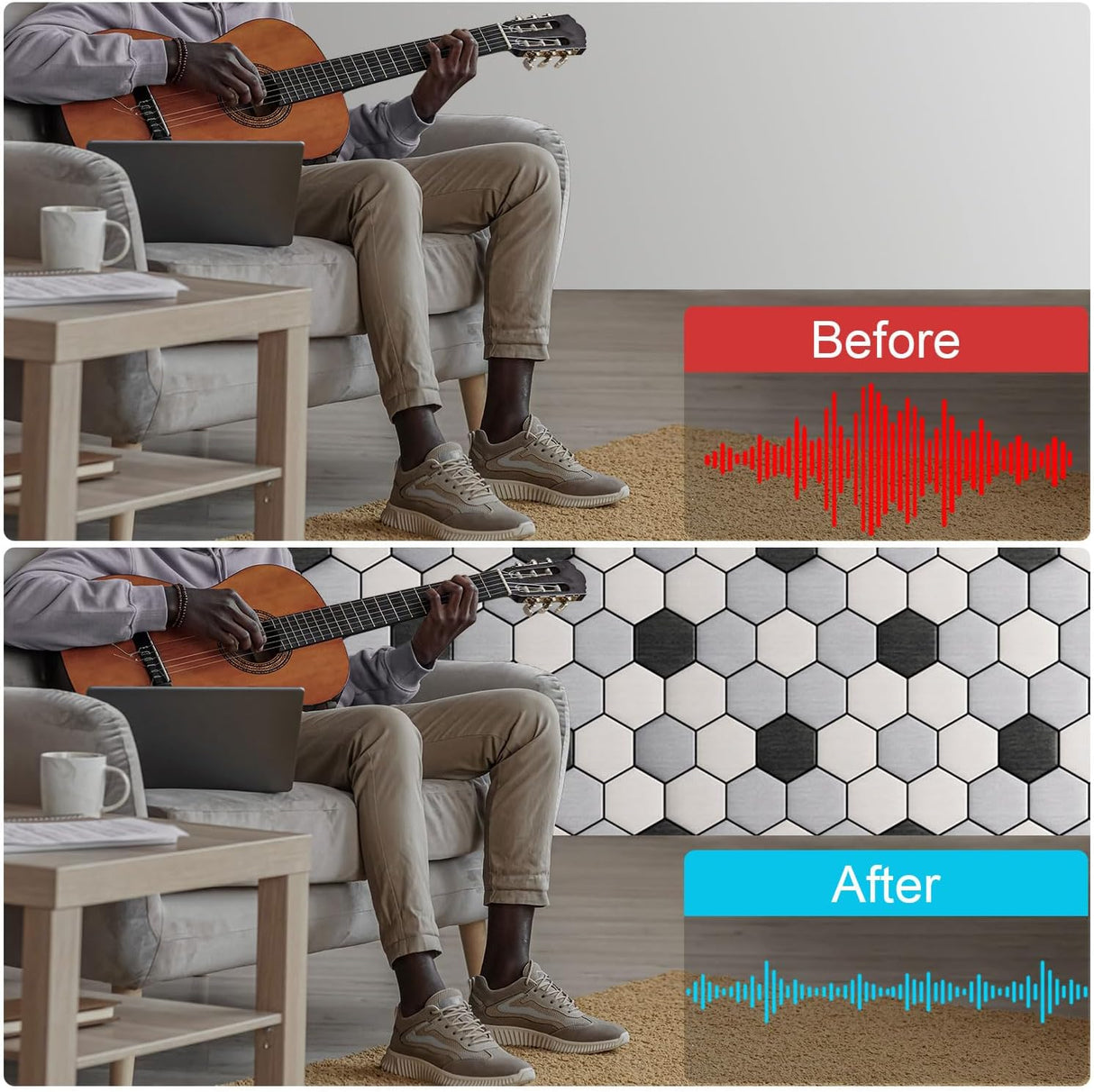 Paneles Acústicos Hexagonales 12 Pack, Espuma Aislante 12 X 10