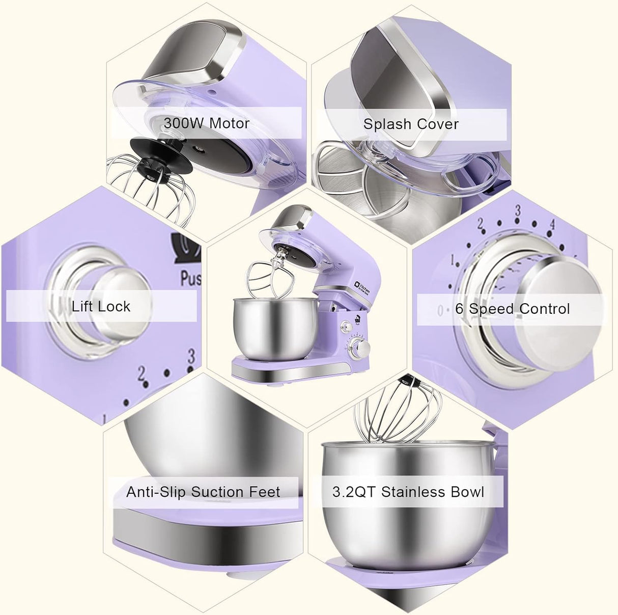 Mezcladora de cocina, Kitchen in the Box, 6 velocidades, 3.2Qt