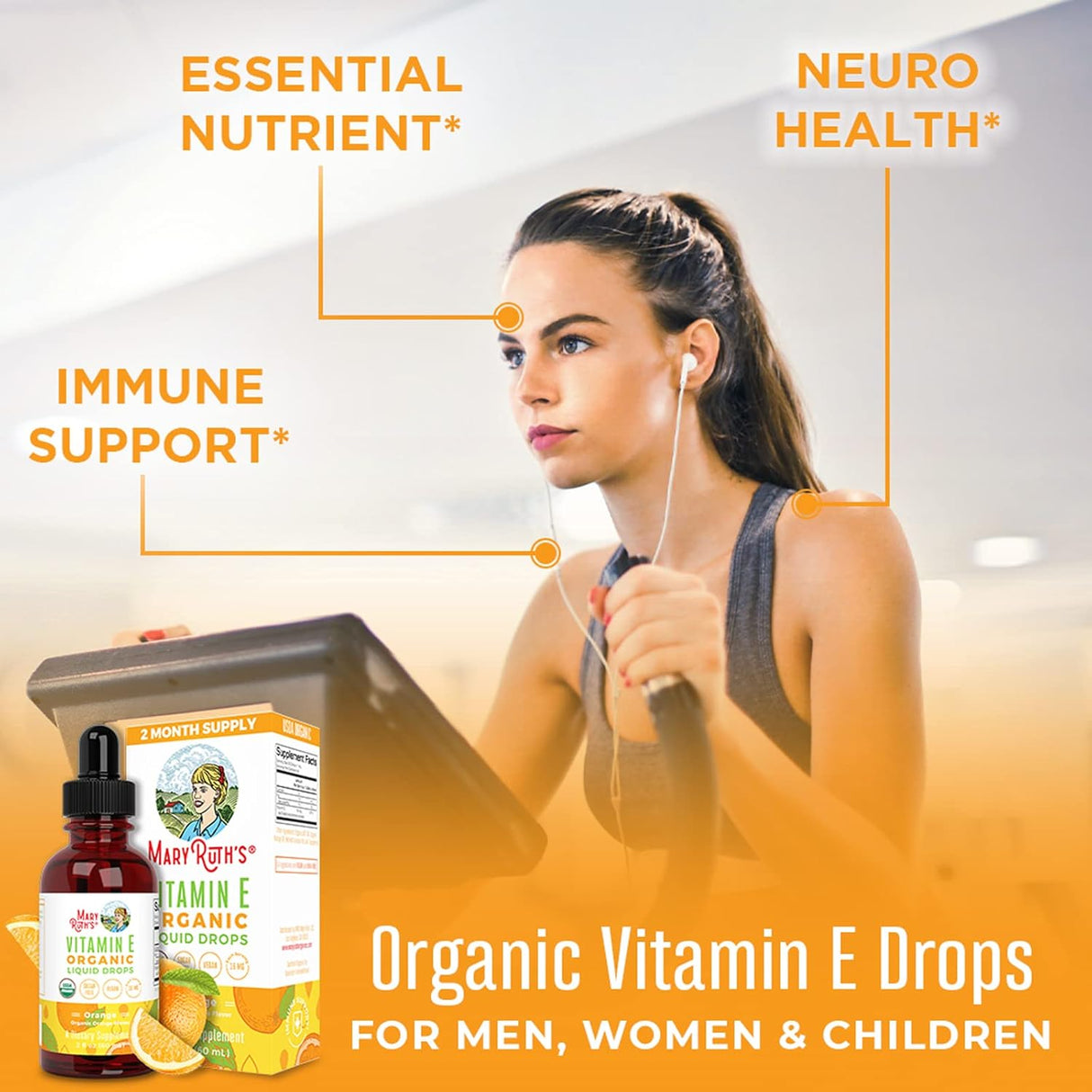 Suplementos Gotas líquidas de vitamina E 2 onzas vegano