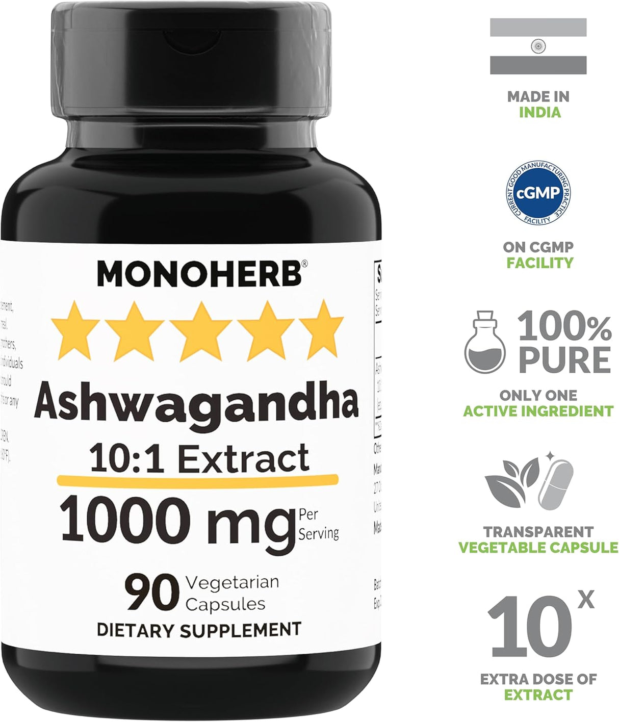 Extracto de Ashwagandha 1000 mg - 90 Cápsulas Vegetarianas